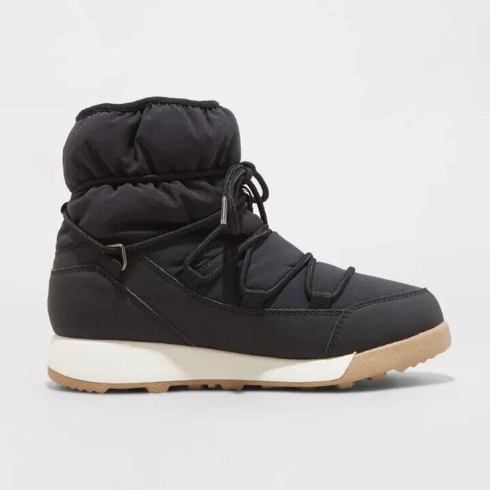 NEW All in Motion Women's Cara Winter Boots Lace Up Ankle Boots- Black Size 10 - Picture 2 of 6